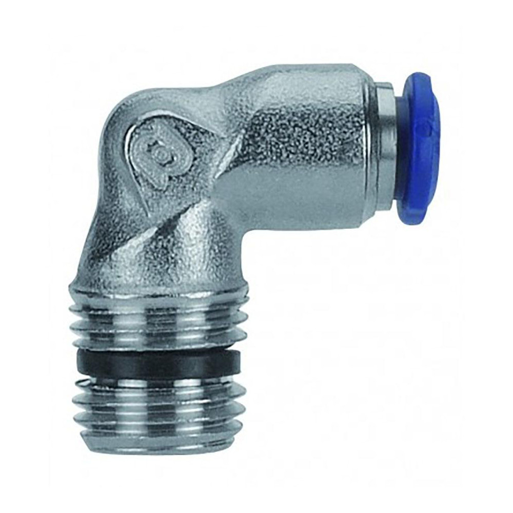 Aignep USA Push-to-Connect Tube x Male x Tube x Male NPTF Fitting: Swivel Elbow, NPTF, 1/4" OD - 88110-04-02