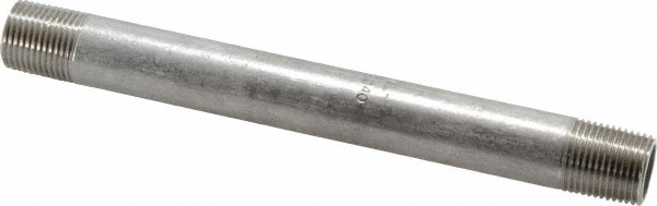 Merit Brass Stainless Steel Pipe Nipple: 3/8" Pipe, Grade 316 & 316L - 6006-600