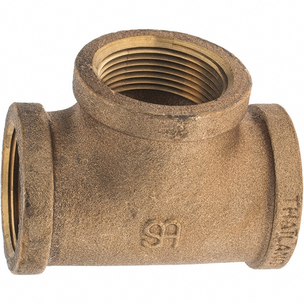 Merit Brass Brass Pipe Tee: 1-1/4" Fitting, Threaded, FNPT x FNPT x FNPT, Class 125 - X106-20