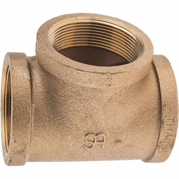 Merit Brass Brass Pipe Tee: 1-1/4" Fitting, Threaded, FNPT x FNPT x FNPT, Class 125 - X106-20