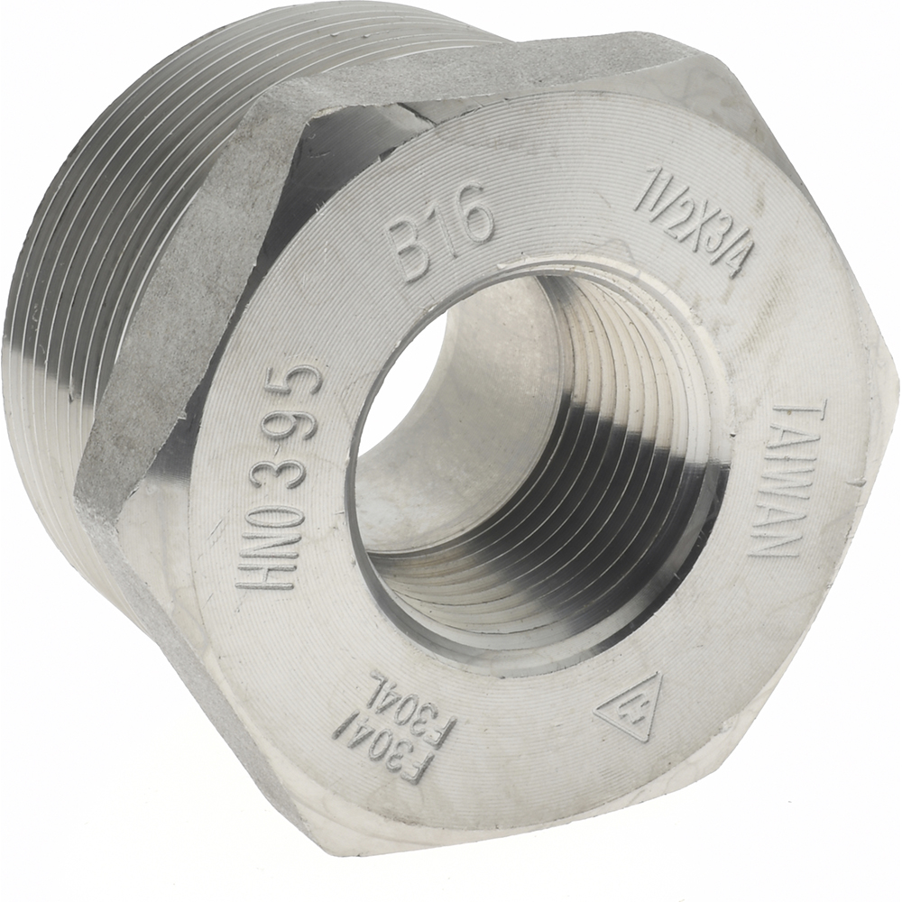Merit Brass Pipe Bushing: 1-1/2 x 3/4", 304 & 304L Stainless Steel - 3414D-2412