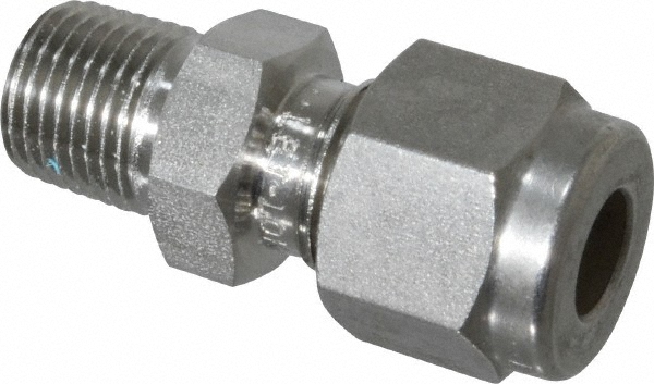 Ham-Let Compression Tube Connector: 1/4" Tube OD, Compression x MNPT - 3000432