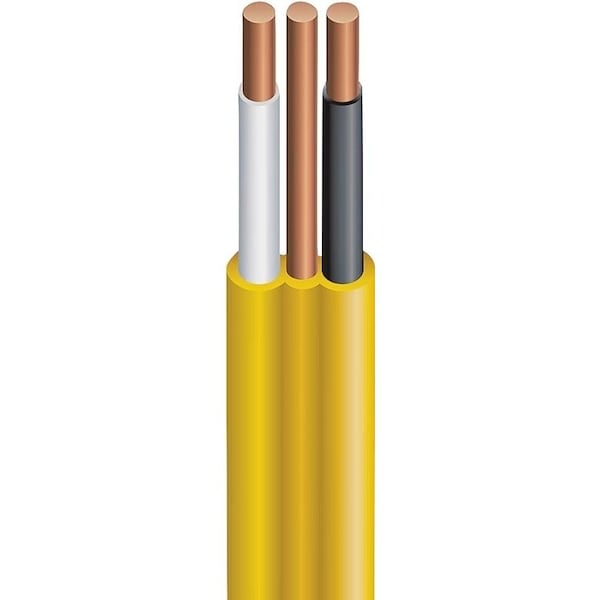 Southwire NM-B, Non-Metallic Building Cable, 12 AWG, 2C, Yellow, Solid, 50 ft - 12/2NM-WGX50