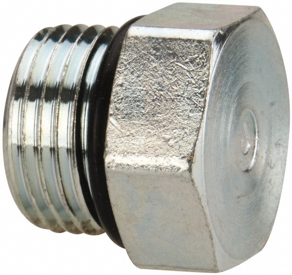 Parker Industrial Pipe Hex Plug: 7/16-20 Male Thread, Male Straight Thread O-Ring - -16295-2