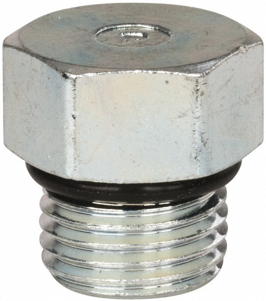 Parker Industrial Pipe Hex Plug: 7/16-20 Male Thread, Male Straight Thread O-Ring - -16295-2
