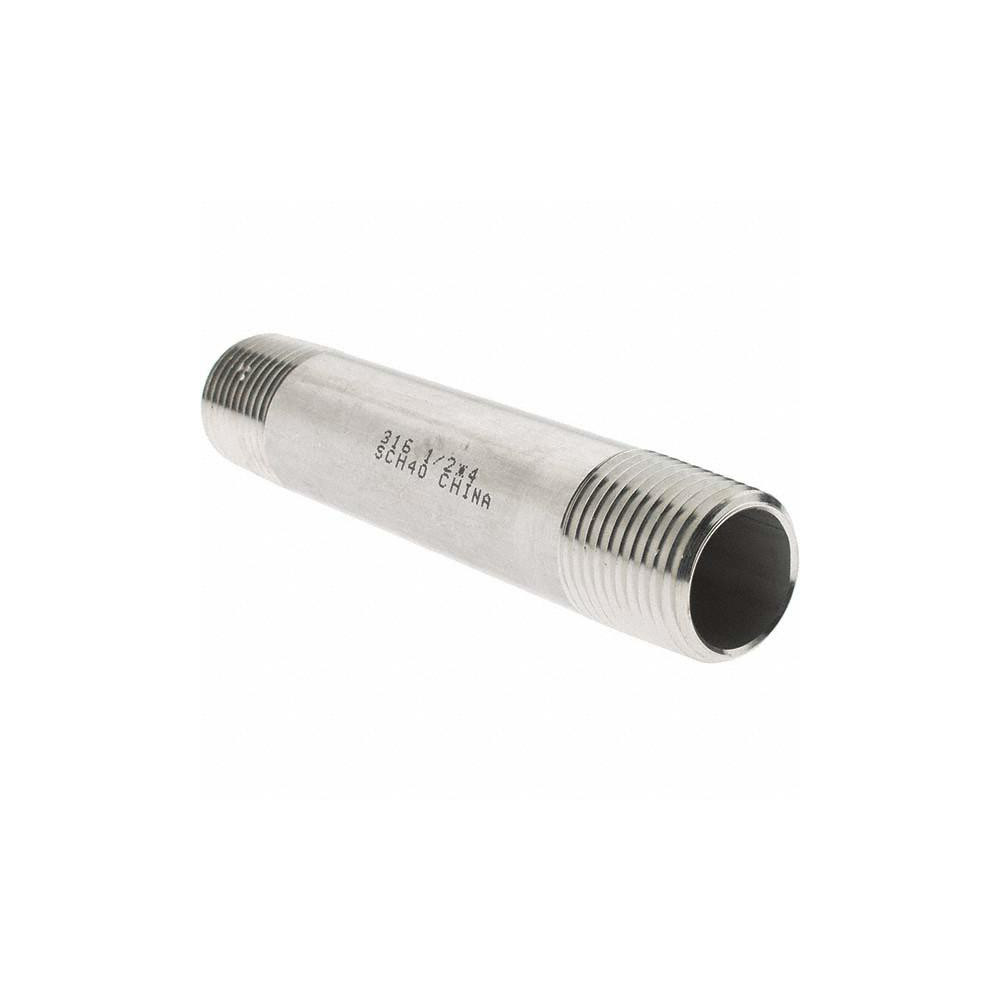 Value Collection Stainless Steel Pipe Nipple: 1/2" Pipe, Grade 316 & 316L - 6BN1/2*4