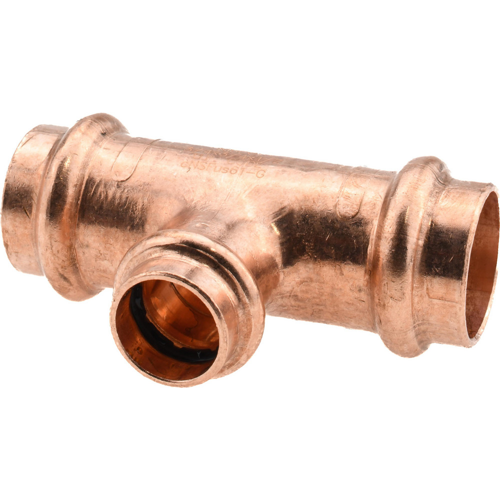 Mueller Industries Wrot Copper Pipe Tee: 3/4" x 3/4" x 1/2" Fitting, C x C x C, Solder Joint - W 04033