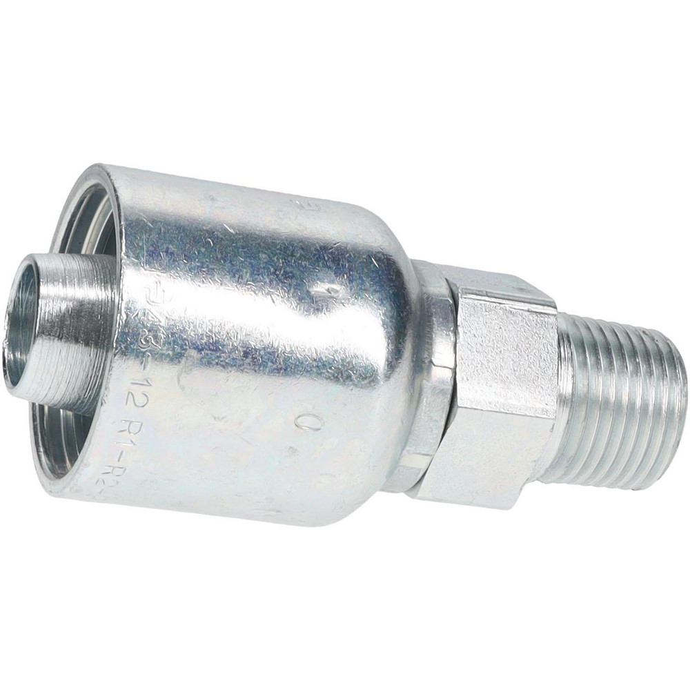 Parker Hydraulic Hose Male Rigid Fitting: 0.75" ID, 12 mm, 1/2-14, 7,500 psi - 10143-8-12