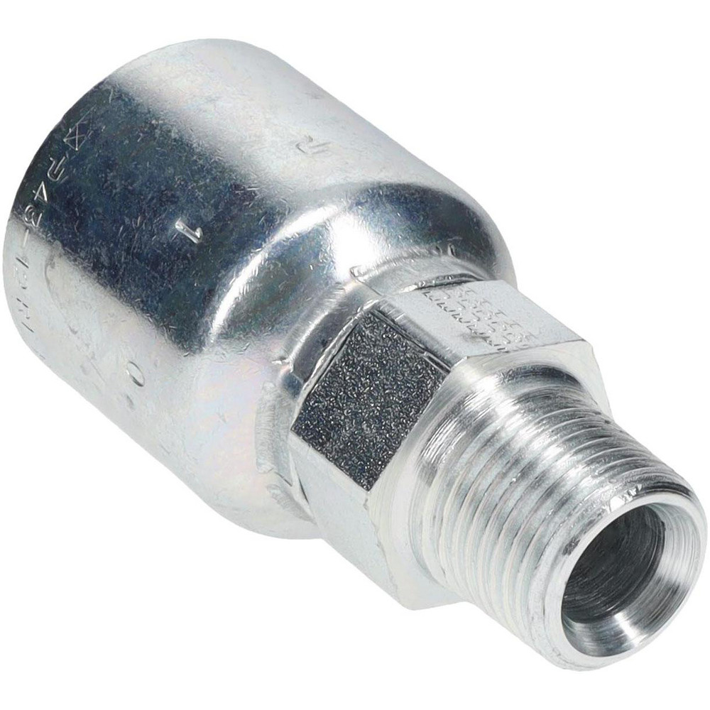 Parker Hydraulic Hose Male Rigid Fitting: 0.75" ID, 12 mm, 1/2-14, 7,500 psi - 10143-8-12