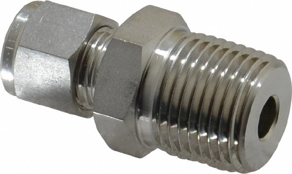 Parker Compression Tube Connector: 3/8" Tube OD, Compression x MNPT - 6-4 FBZ-SS
