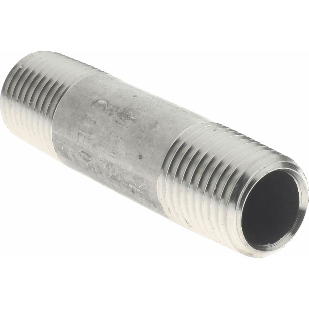 Merit Brass Stainless Steel Pipe Nipple: 1/4" Pipe, Grade 316 & 316L - 6004-200