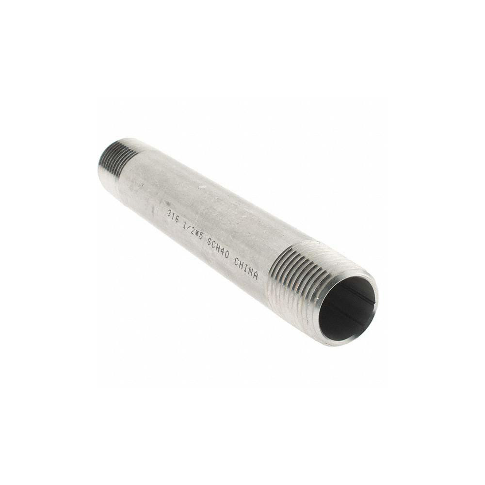 Value Collection Stainless Steel Pipe Nipple: 1/2" Pipe, Grade 316 & 316L - 6BN1/2*5