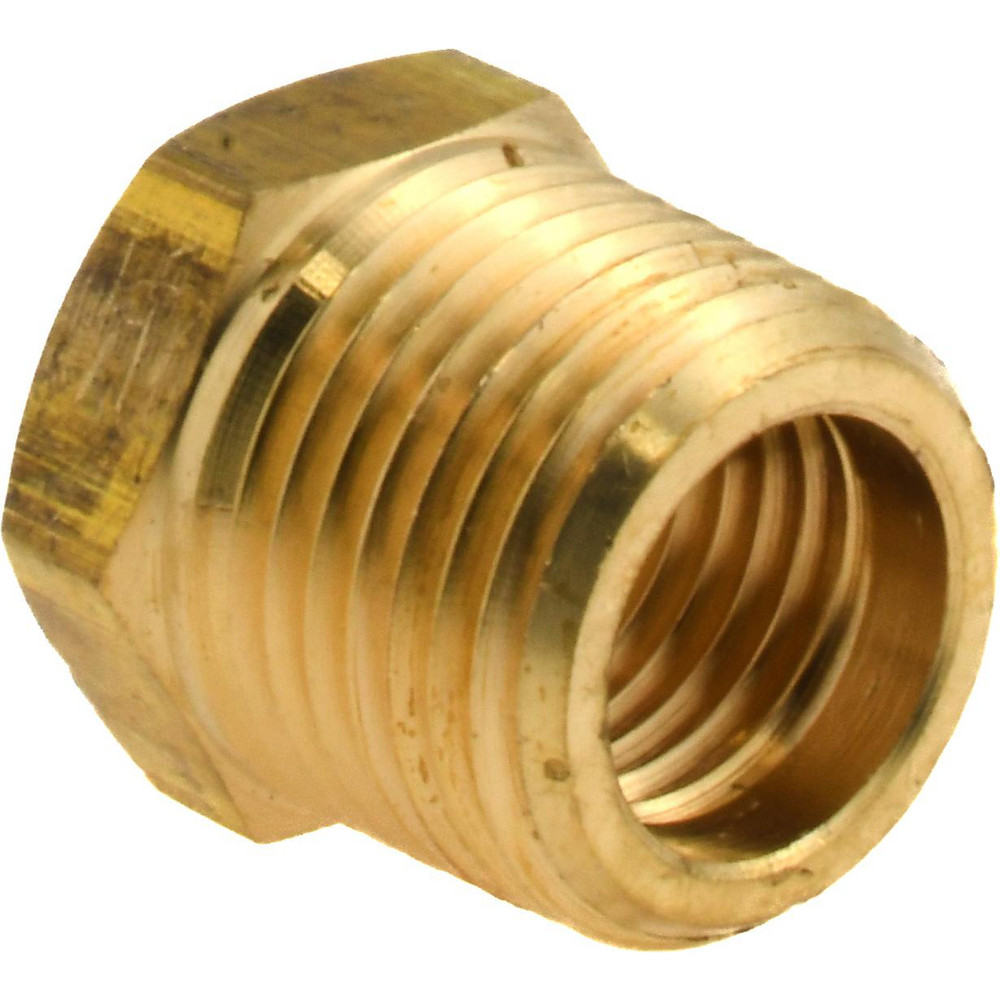 CerroBrass Industrial Pipe Bushing: 1/4" Female Thread, 3/8" Male Thread, MNPTF x FNPTF - 28104L