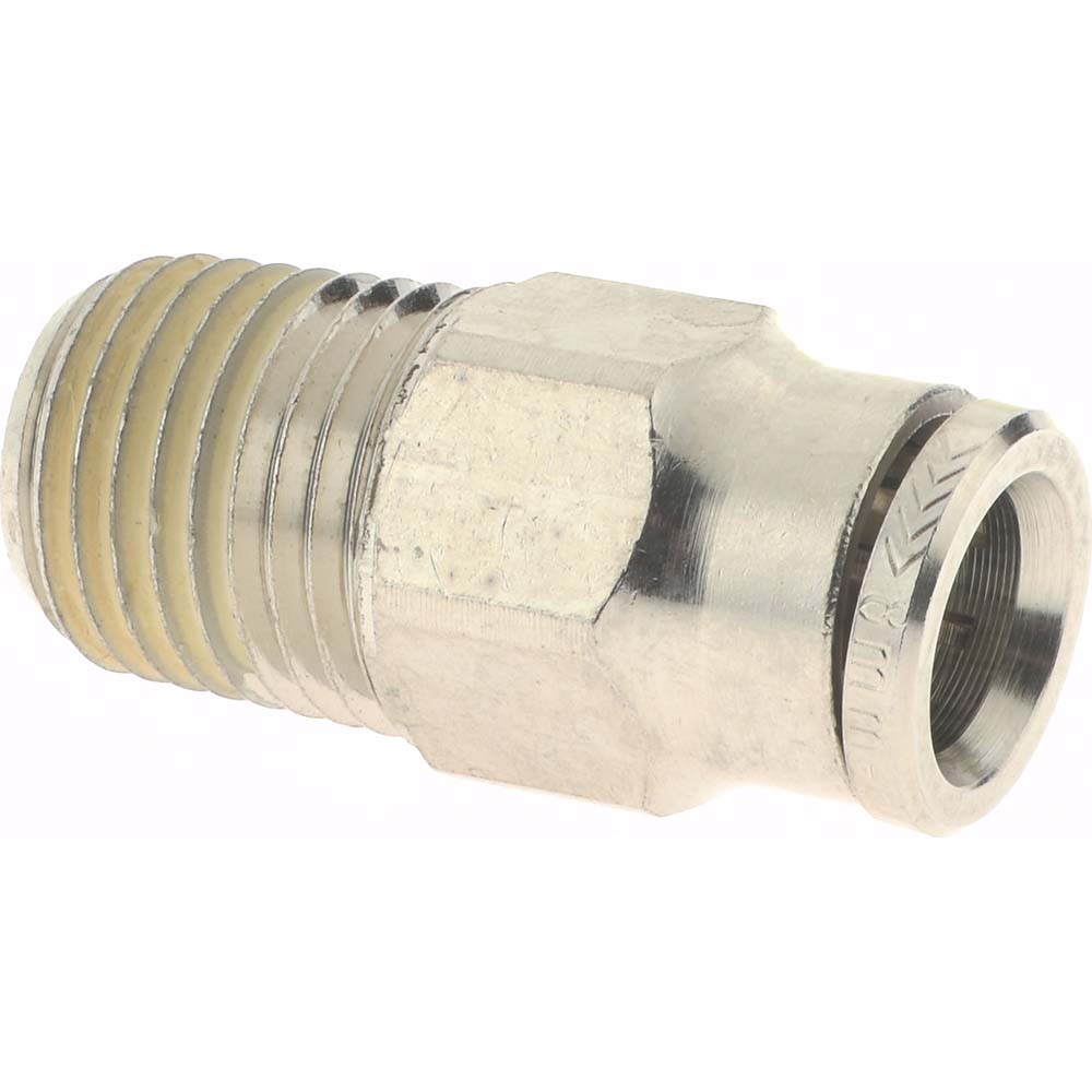 Norgren Push-to-Connect Tube x MNPT x Tube x Male Fitting: Adapter, NPTF, 1/2" OD - 124250738