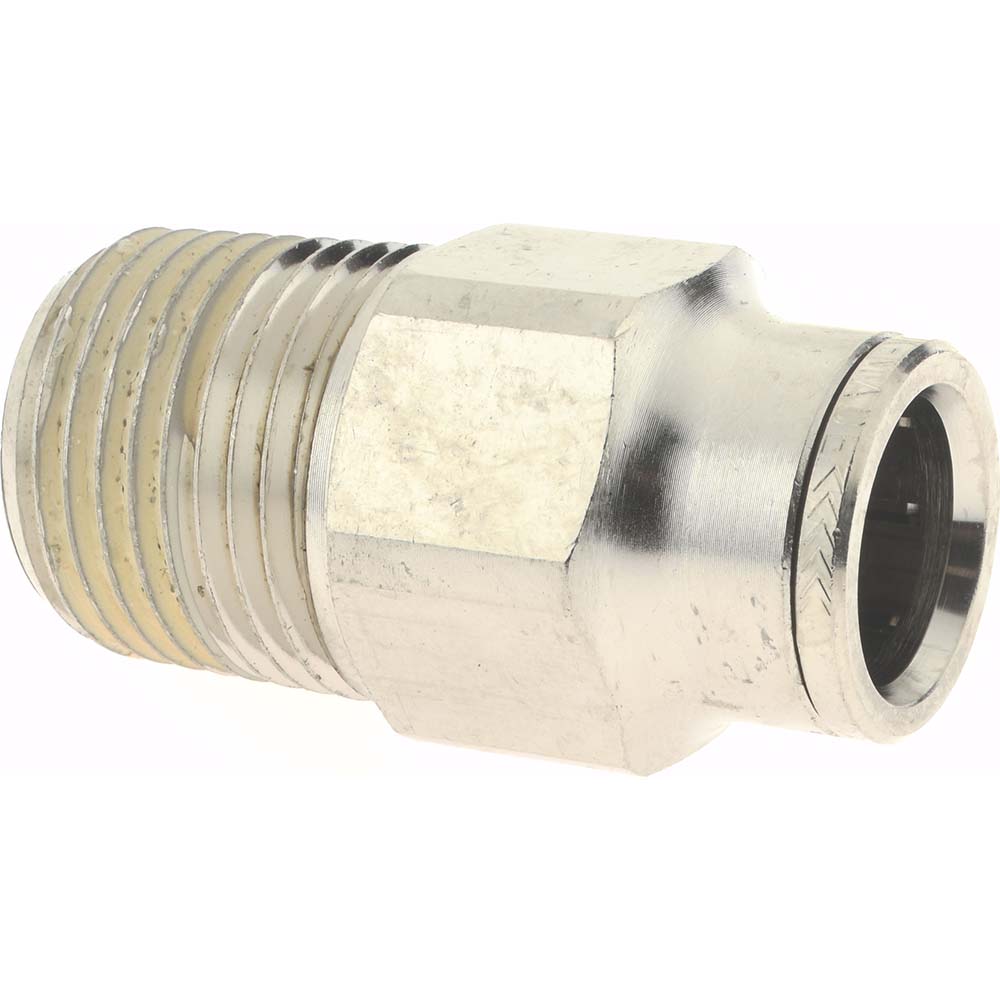 Norgren Push-to-Connect Tube x MNPT x Tube x Male Fitting: Adapter, NPTF, 1/2" OD - 124250738