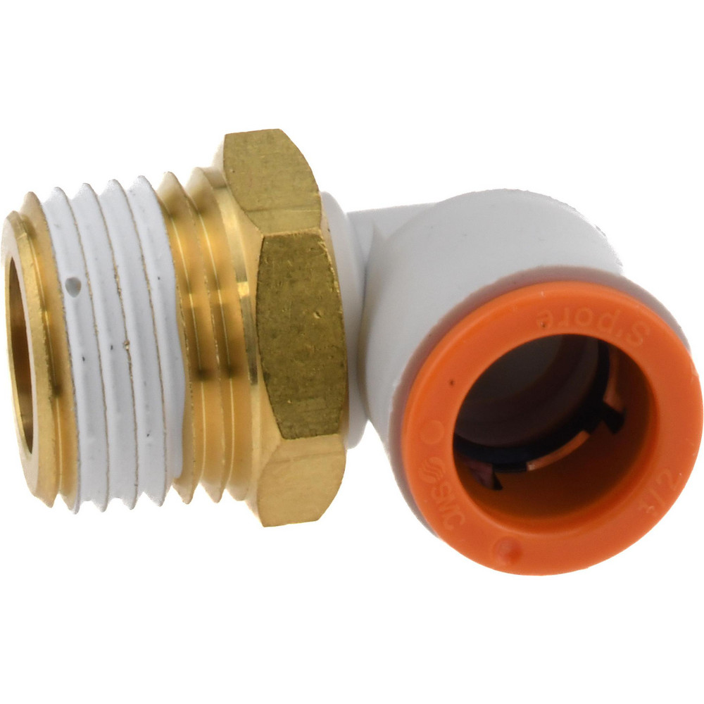 SMC PNEUMATICS Push-to-Connect Push-to-Connect Fitting: Elbow, NPT, 1/2" OD - KQ2L13-37AS