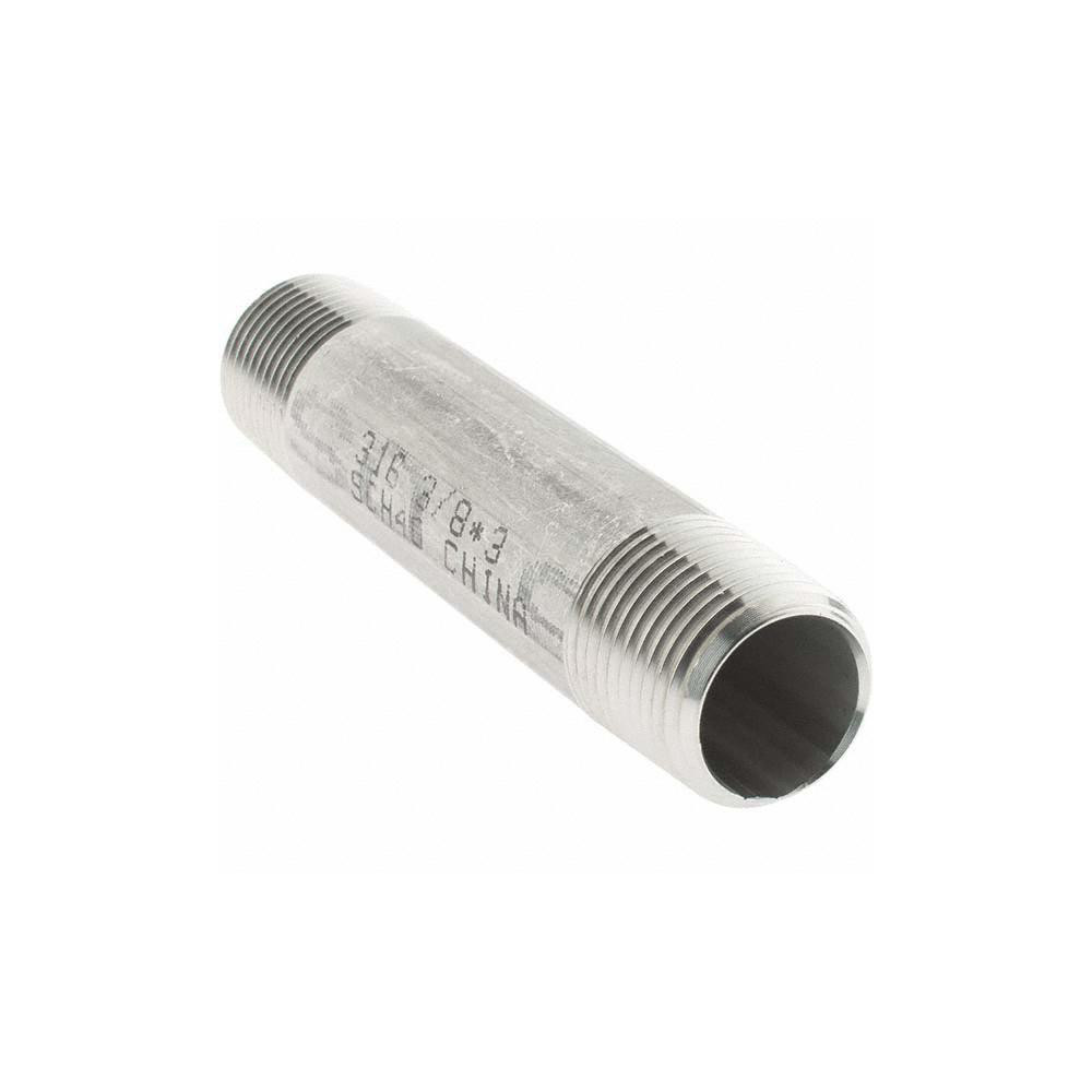 Value Collection Stainless Steel Pipe Nipple: 3/8" Pipe, Grade 316 & 316L - 6BN3/8*3