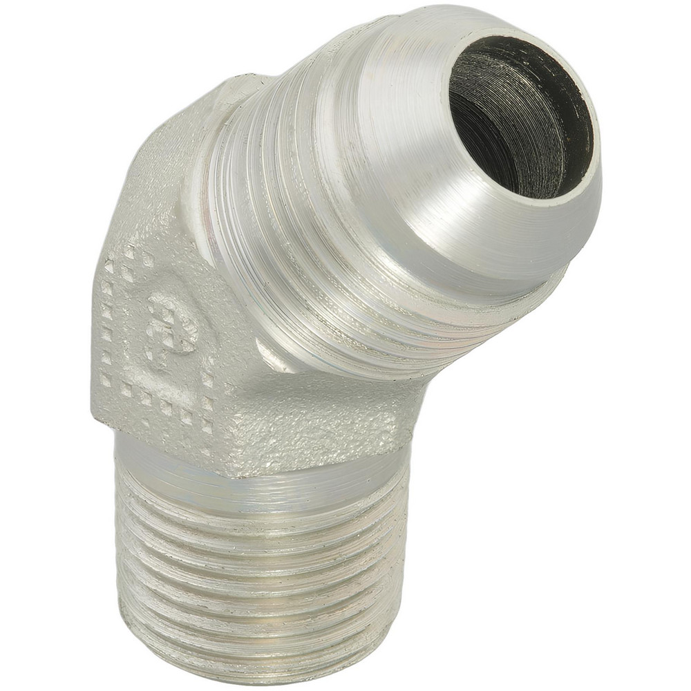 Parker Steel Flared Tube 45 Deg Male Elbow: 1/4" OD, 37 deg Flared Angle - 4 VTX-S