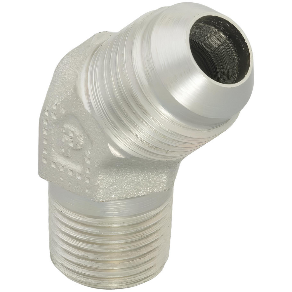 Parker Steel Flared Tube 45 Deg Male Elbow: 1/4" OD, 37 deg Flared Angle - 4 VTX-S