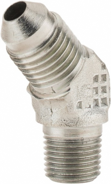 Parker Steel Flared Tube 45 Deg Male Elbow: 1/4" OD, 37 deg Flared Angle - 4 VTX-S