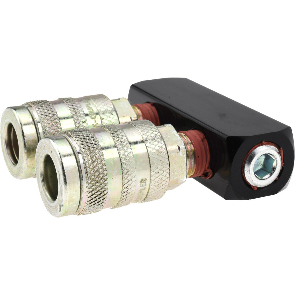 Value Collection Manifold: 1/4" Inlet, 1/4" Outlet, 1 Inlet Port, 2 Outlet Ports, 2.56" OAL, 0.75" OAW - 2620222540