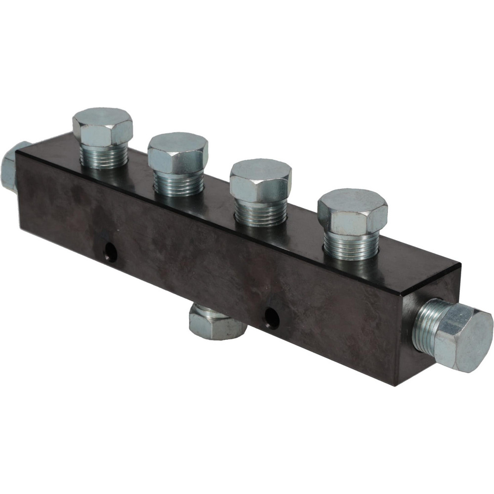 Value Collection Manifold: 1/4" Inlet, 1/4" Outlet, 1 Inlet Port, 2 Outlet Ports, 2.56" OAL, 0.75" OAW - 2620222540