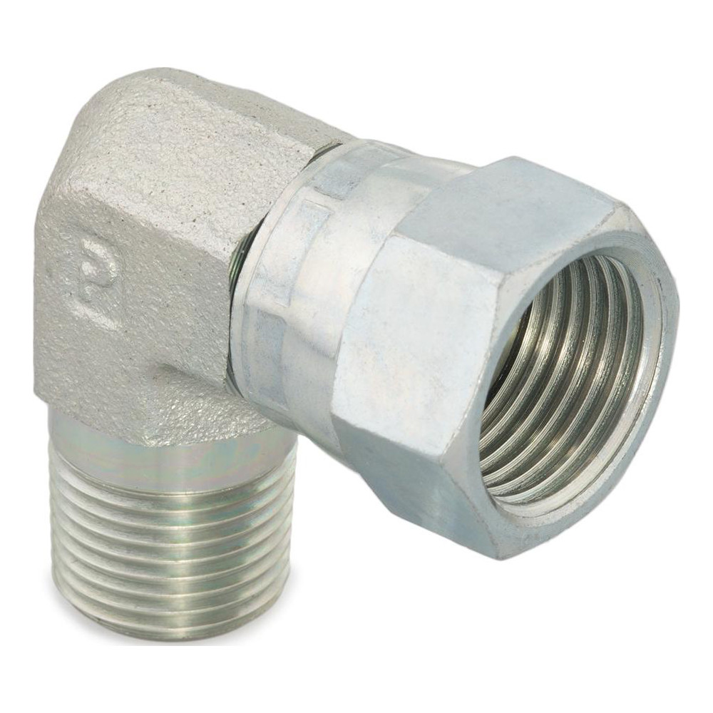 Parker Brass Flared Tube 90 Deg Male Elbow: 3/8" OD, 1/4-18 Thread, 45 deg Flared Angle - 11027