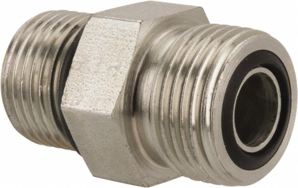 Parker Compression Tube Straight Thread Connector: 9/16-18, 1/4" Tube OD, ORFS x SAE-ORB - KP80062