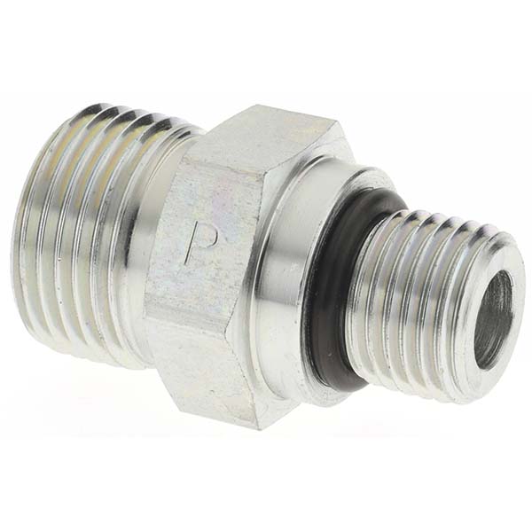 Parker Compression Tube Straight Thread Connector: 9/16-18, 1/4" Tube OD, ORFS x SAE-ORB - KP80062