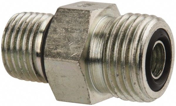 Parker Compression Tube Straight Thread Connector: 9/16-18, 1/4" Tube OD, ORFS x SAE-ORB - KP80062