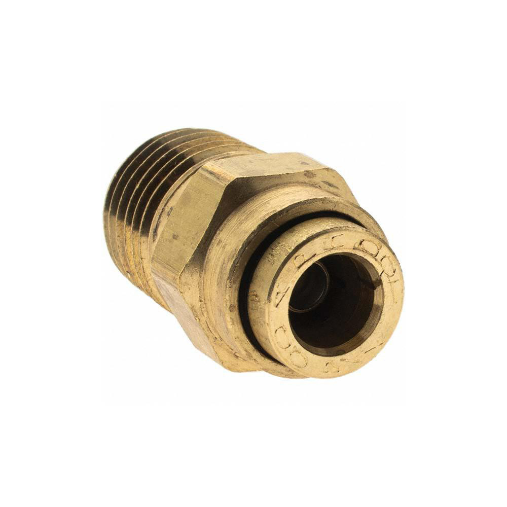 Parker Push-to-Connect Tube x MNPT x Tube x Male Fitting: Connector, NPTF, 1/4" OD - KP60781