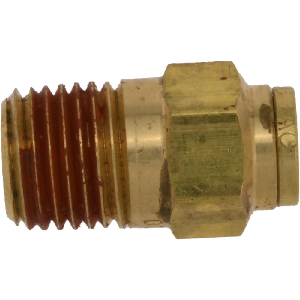 Parker Push-to-Connect Tube x MNPT x Tube x Male Fitting: Connector, NPTF, 1/4" OD - KP60781