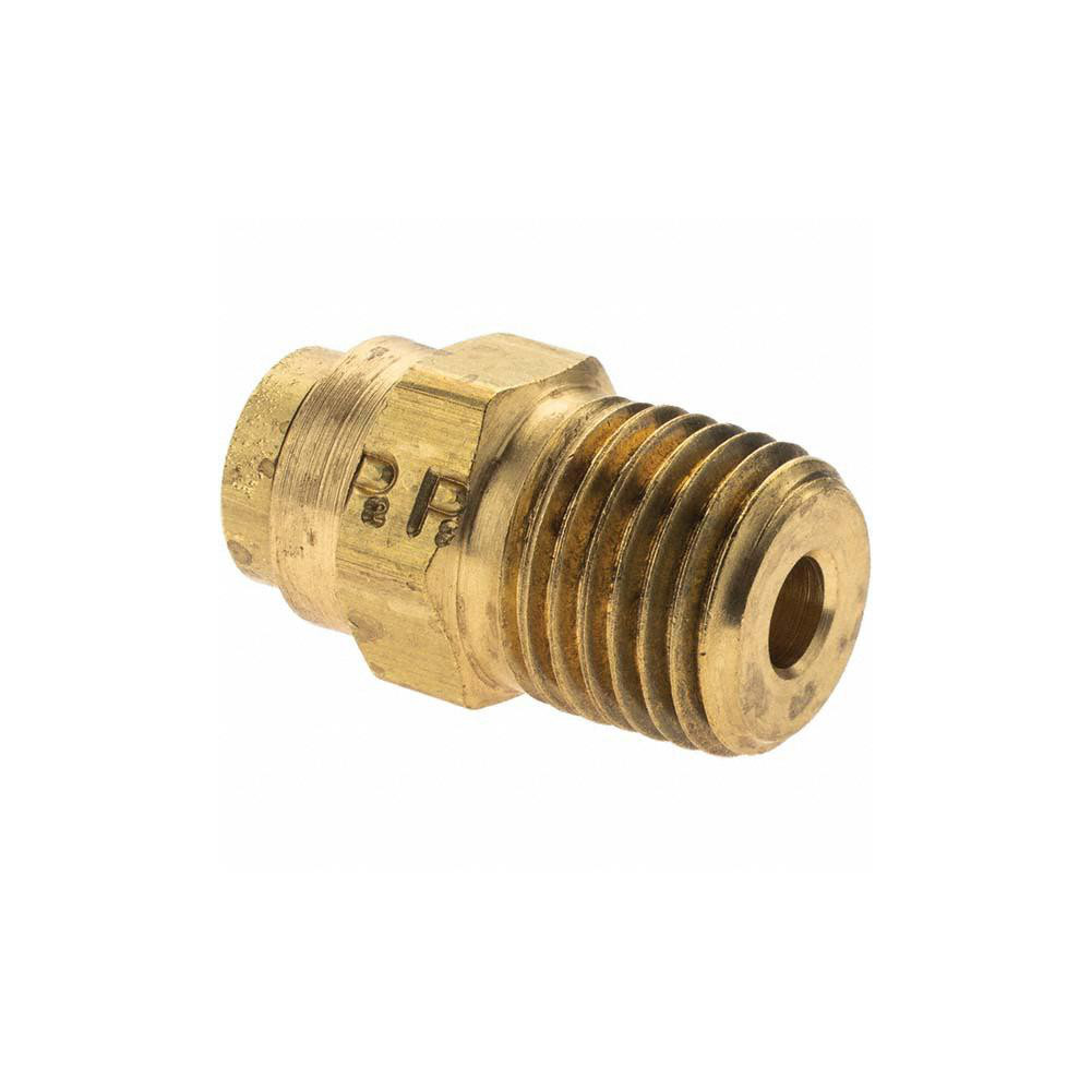 Parker Push-to-Connect Tube x MNPT x Tube x Male Fitting: Connector, NPTF, 1/4" OD - KP60781