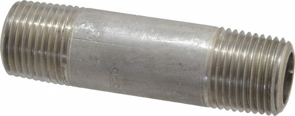 Merit Brass Stainless Steel Pipe Nipple: 1/2" Pipe, Grade 316 & 316L - 6508-600