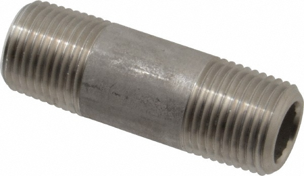 Merit Brass Stainless Steel Pipe Nipple: 1/2" Pipe, Grade 316 & 316L - 6508-600