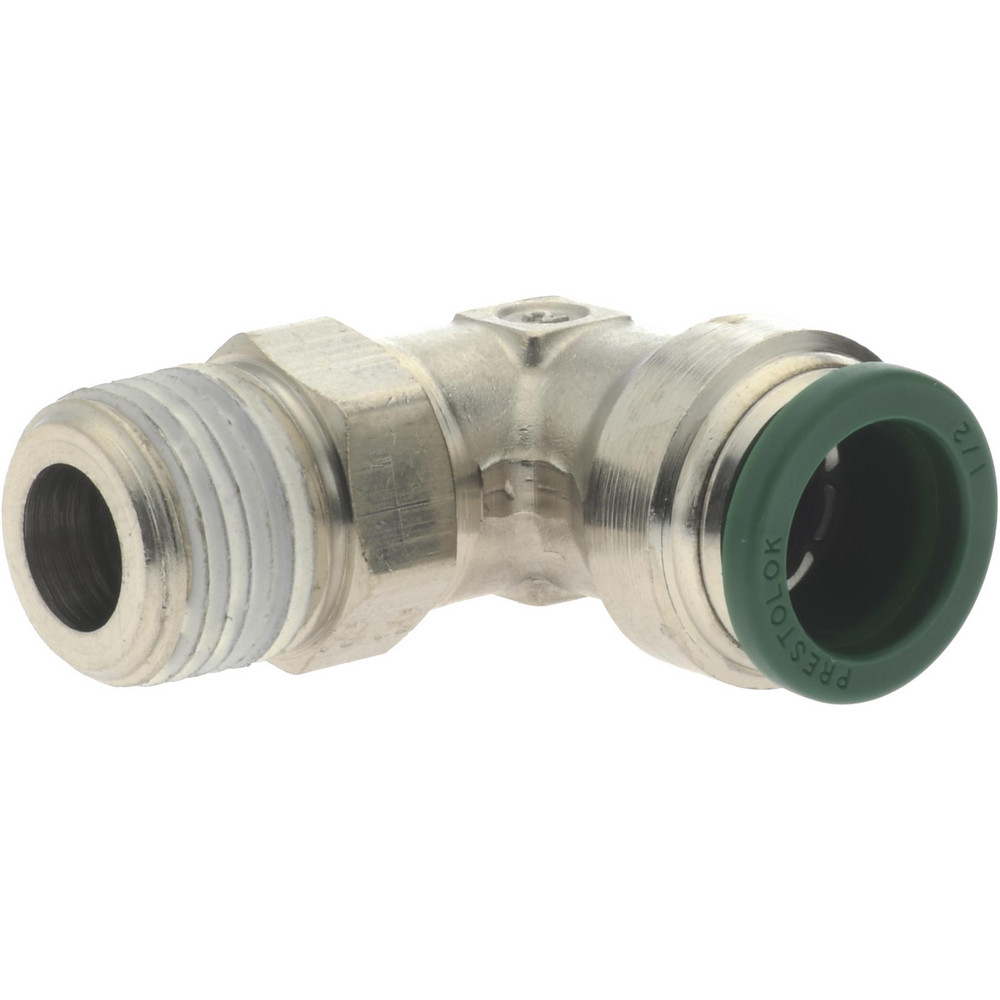 Parker Push-to-Connect Push-to-Connect x Male NPTF Fitting: 90 deg Swivel Elbow, 3/8 Thread, NPTF, 1/2" OD - W169PLP-8-6