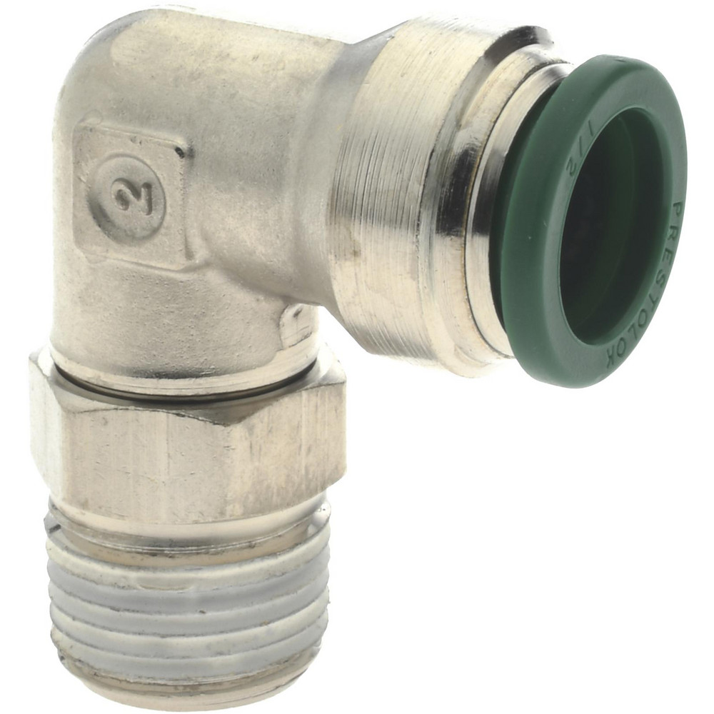 Parker Push-to-Connect Push-to-Connect x Male NPTF Fitting: 90 deg Swivel Elbow, 3/8 Thread, NPTF, 1/2" OD - W169PLP-8-6
