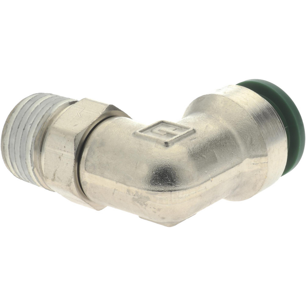 Parker Push-to-Connect Push-to-Connect x Male NPTF Fitting: 90 deg Swivel Elbow, 3/8 Thread, NPTF, 1/2" OD - W169PLP-8-6