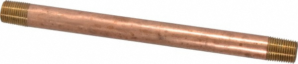 Merit Brass Brass Pipe Nipple: Threaded on Both Ends, 5" OAL, 1/8" NPT - 2102-500