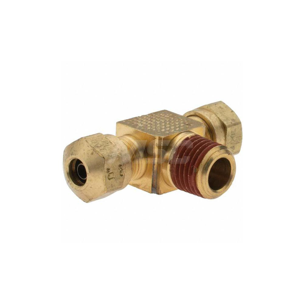 Parker Compression Tube Male Branch Tee: 1/4" Tube OD, Compression x Compression x MNPT - -10793-4