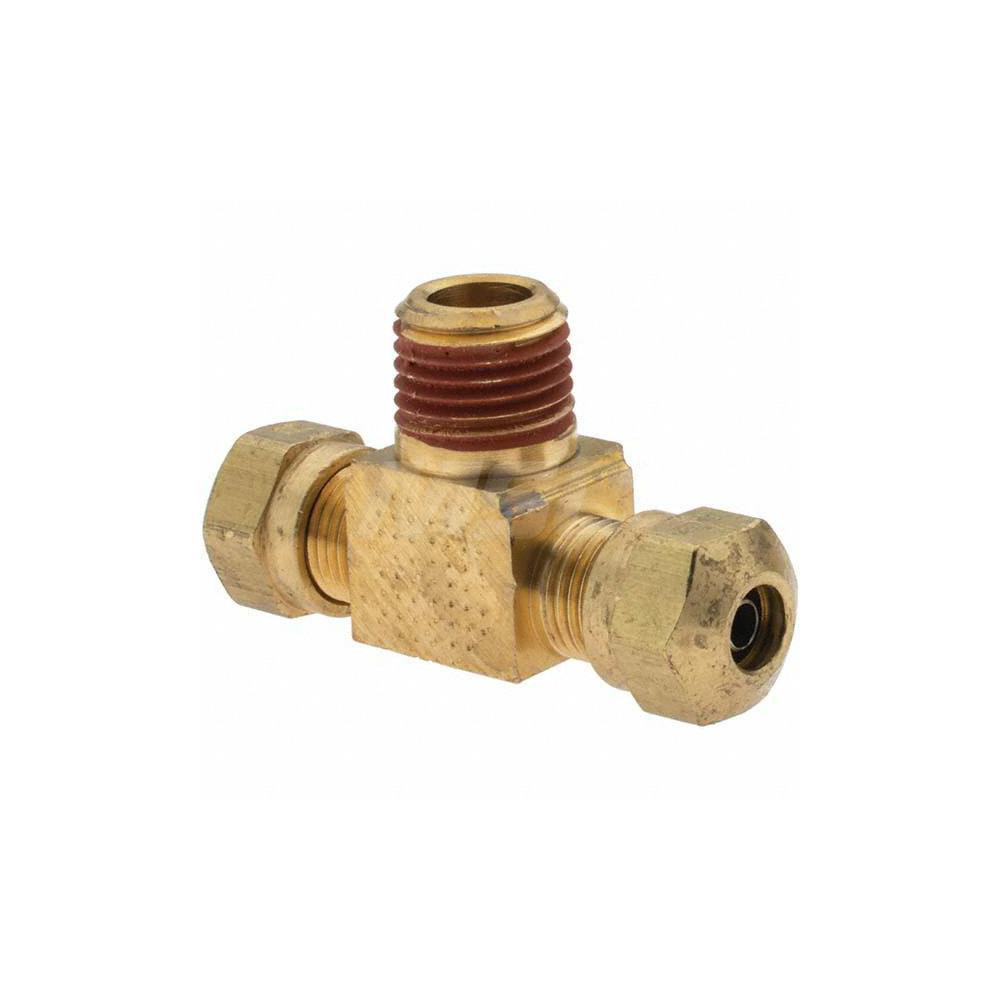 Parker Compression Tube Male Branch Tee: 1/4" Tube OD, Compression x Compression x MNPT - -10793-4