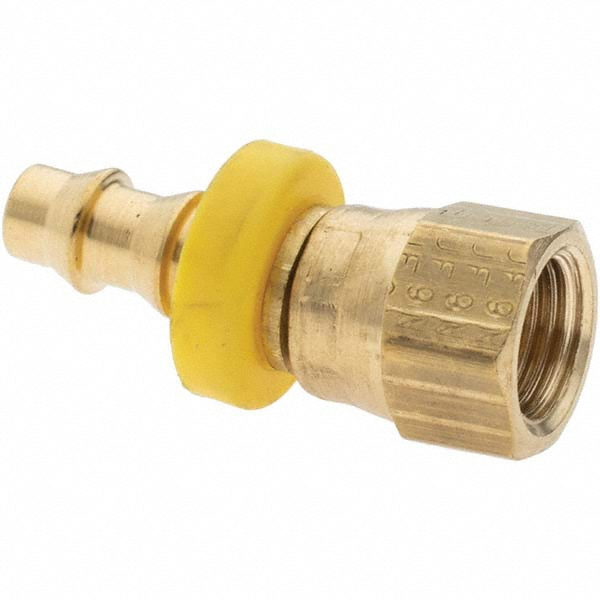 Parker Barbed Push-On Hose Female Swivel: 1-1/16-14 UNF, Brass, 3/4" Barb - PP-00400