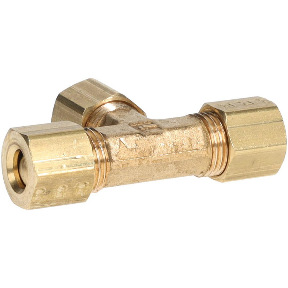 Parker Compression Tube Union Tee: 7/16-24, 1/4" Tube OD, Compression x Compression x Compression - 164C-4
