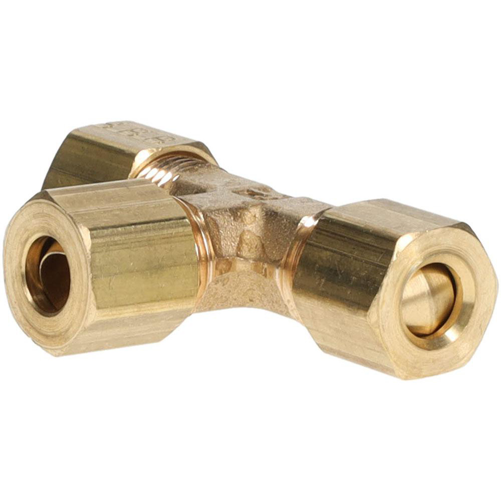 Parker Compression Tube Union Tee: 7/16-24, 1/4" Tube OD, Compression x Compression x Compression - 164C-4