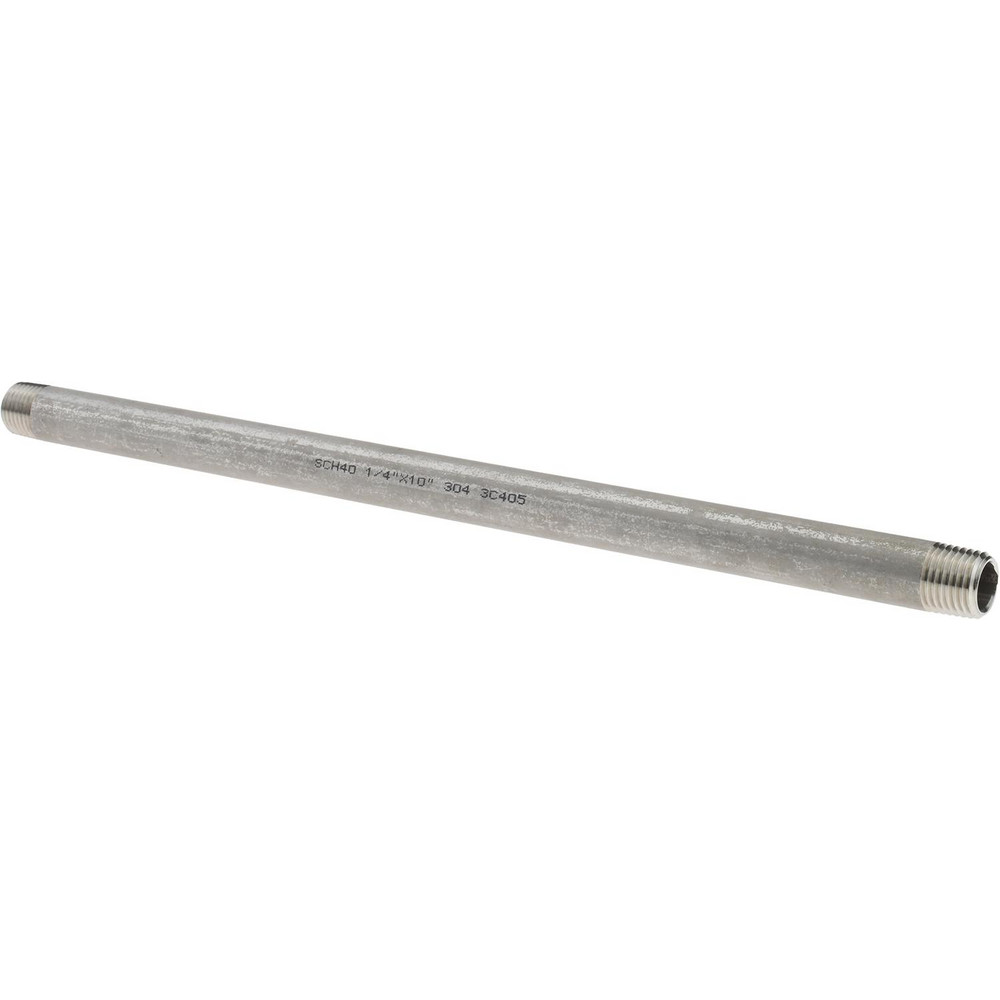 Merit Brass Stainless Steel Pipe Nipple: 1/4" Pipe, Grade 304 & 304L - 4004-1000