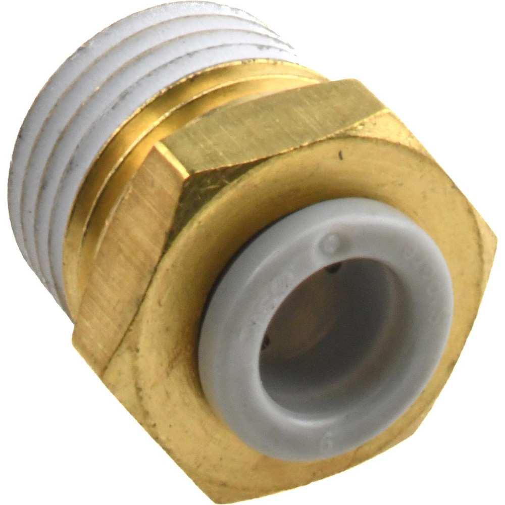 SMC PNEUMATICS Push-to-Connect Push-to-Connect Fitting: Connector, BSPT, 6.00 mm OD - KQ2H06-02AS