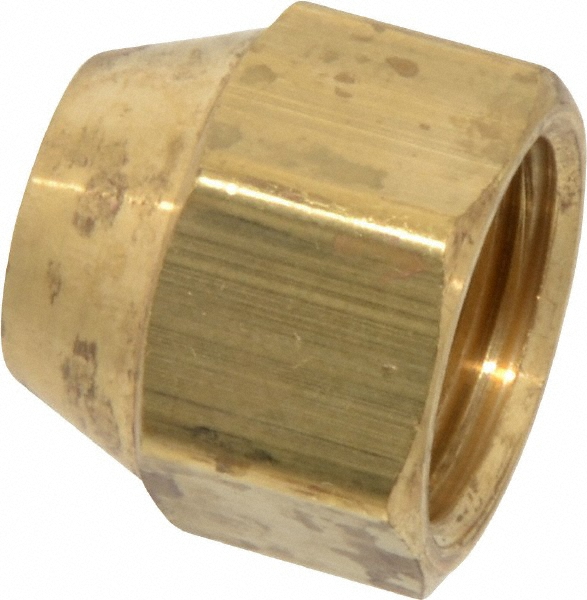 Parker Brass Flared Tube Cap: 1/2" OD, 3/4-16 Thread, 45 deg Flared Angle - -11011-5
