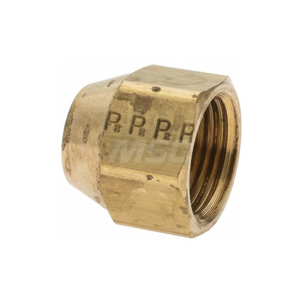 Parker Brass Flared Tube Cap: 1/2" OD, 3/4-16 Thread, 45 deg Flared Angle - -11011-5