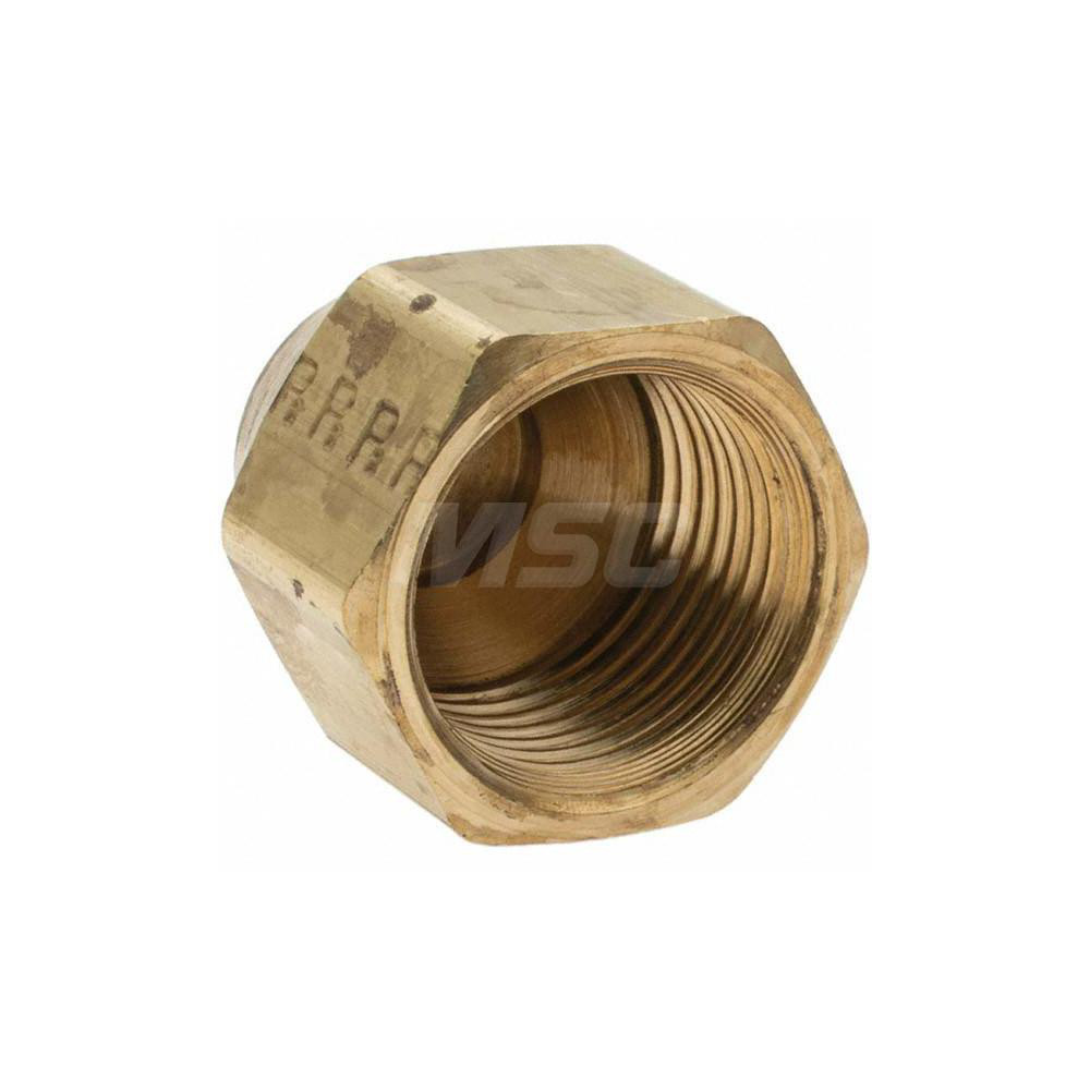 Parker Brass Flared Tube Cap: 1/2" OD, 3/4-16 Thread, 45 deg Flared Angle - -11011-5