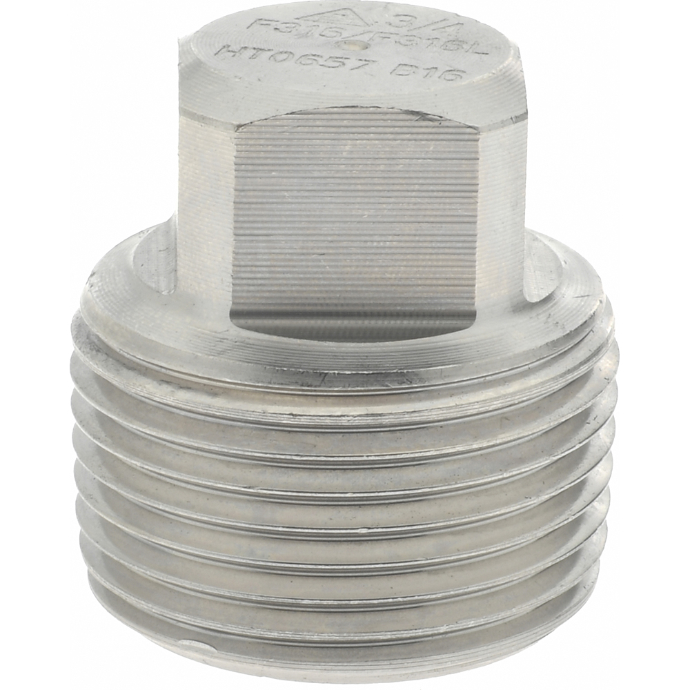 Merit Brass Pipe Square Head Plug: 3/4", 316 & 316L Stainless Steel - 3617D-12
